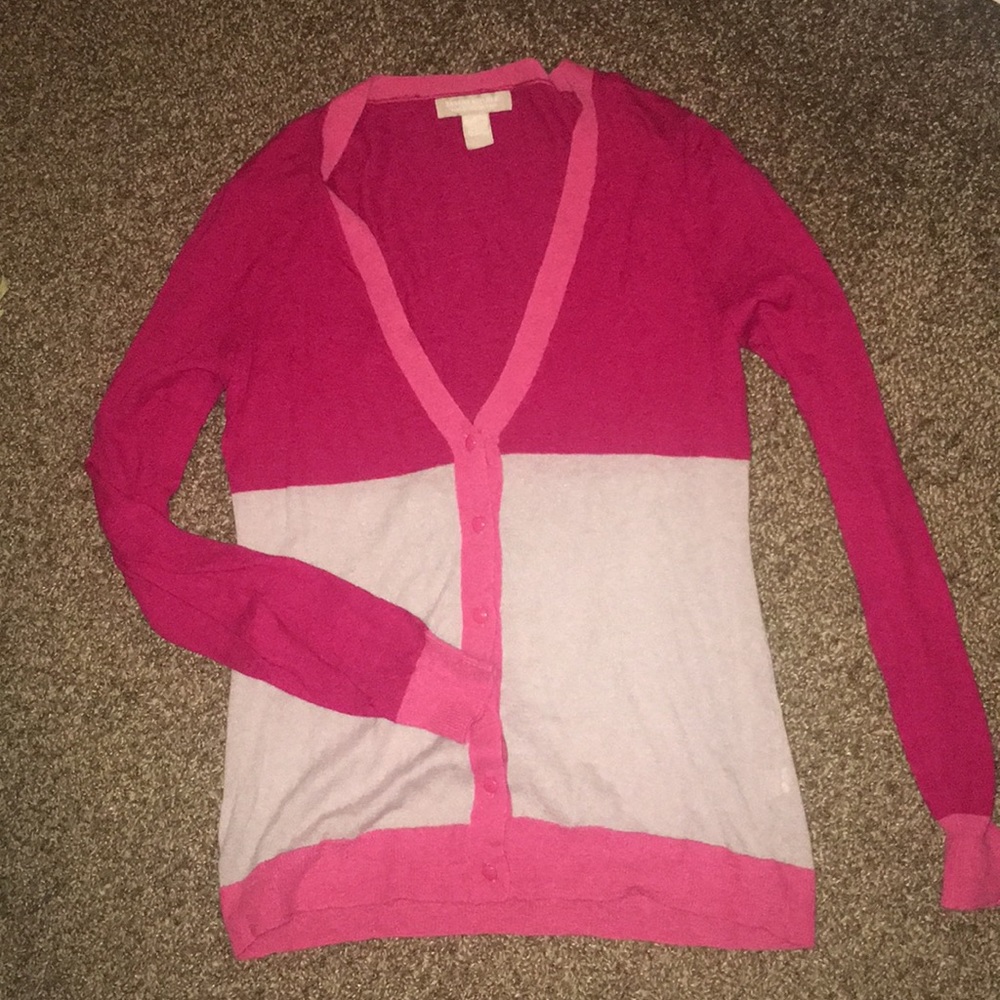 Banana republic pink color block cardigan 👚💕
